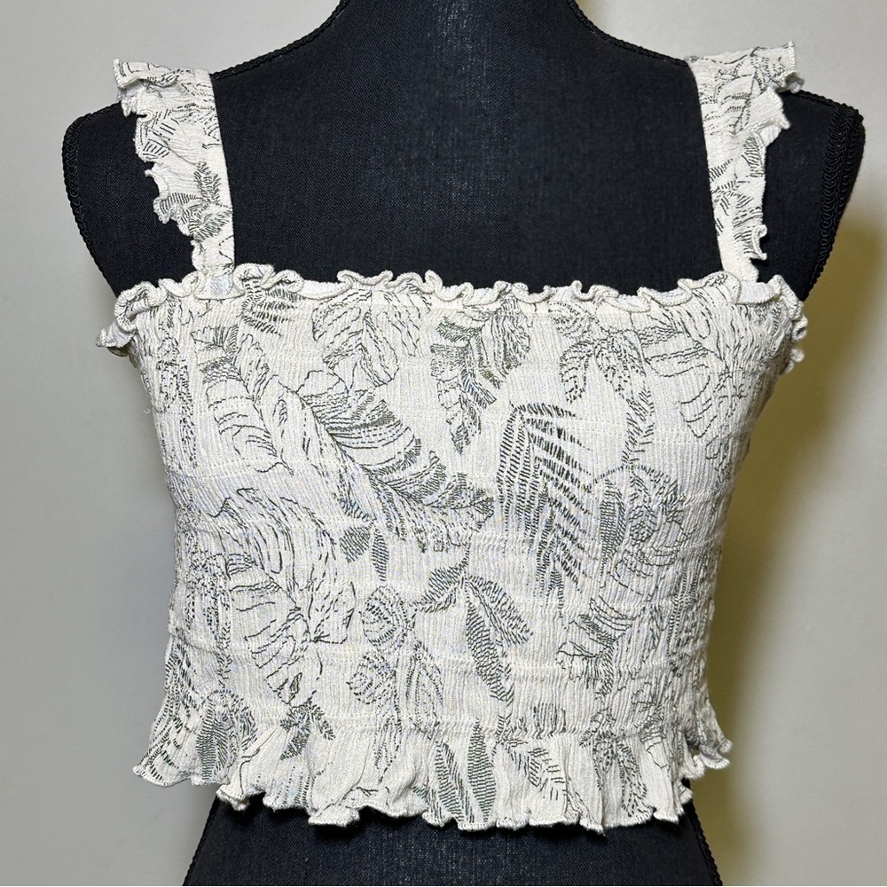 Paper Crane Womans Milkmaid Cropped Top Large Coquette Smocked Dainty